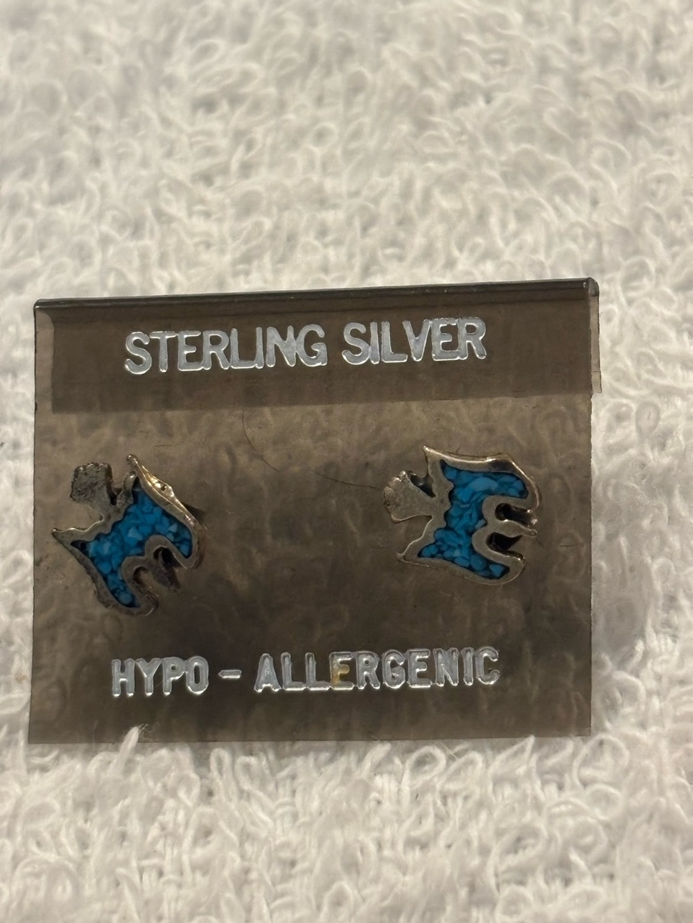 Sterling Silver Thunderbird turquoise inlay earrings
